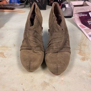 Olive suede booties